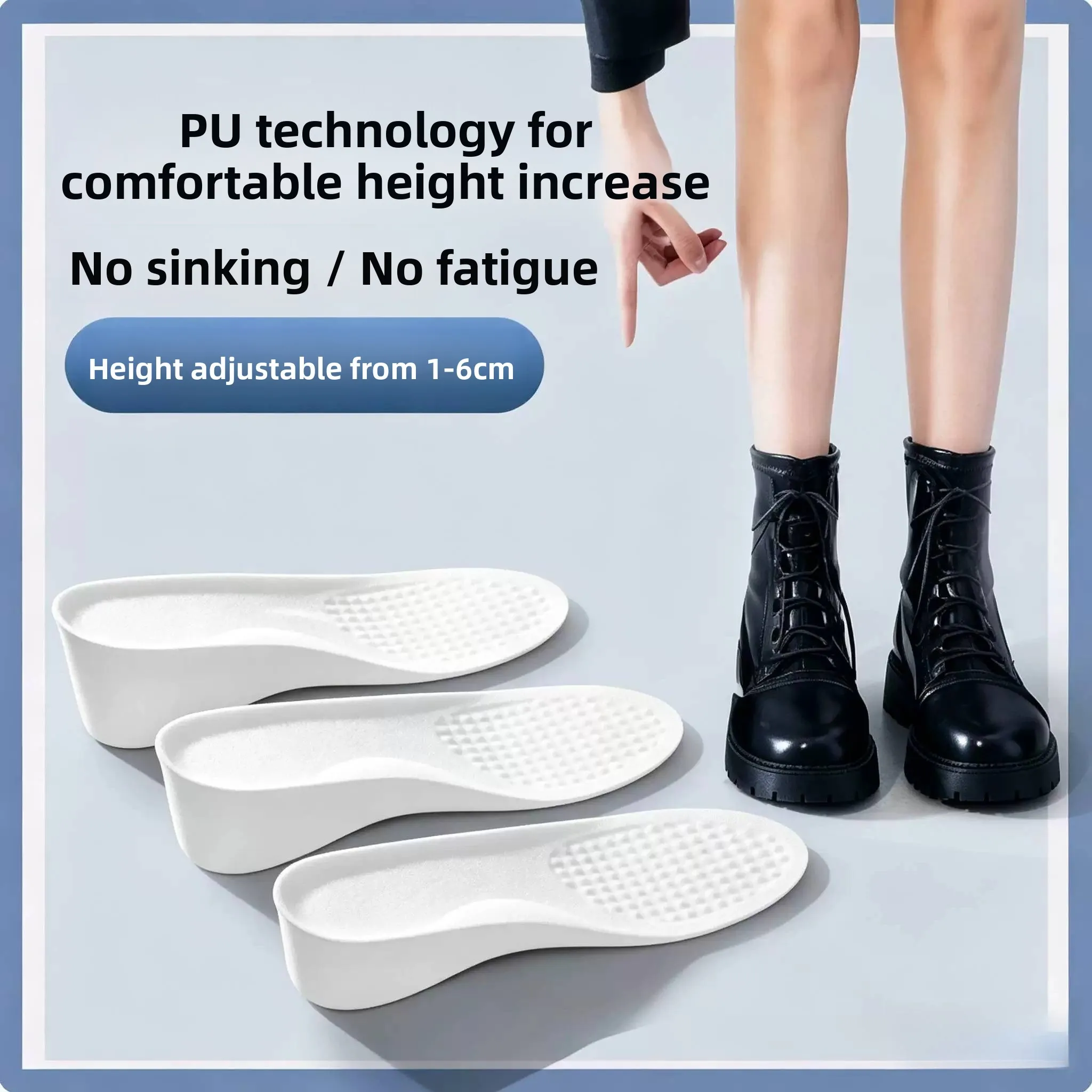 Invisible Heightening Shoe Inserts Men Women Sport Anti-Slip Arch Support Shockproof Comfortable Footbeds 5cm Thick