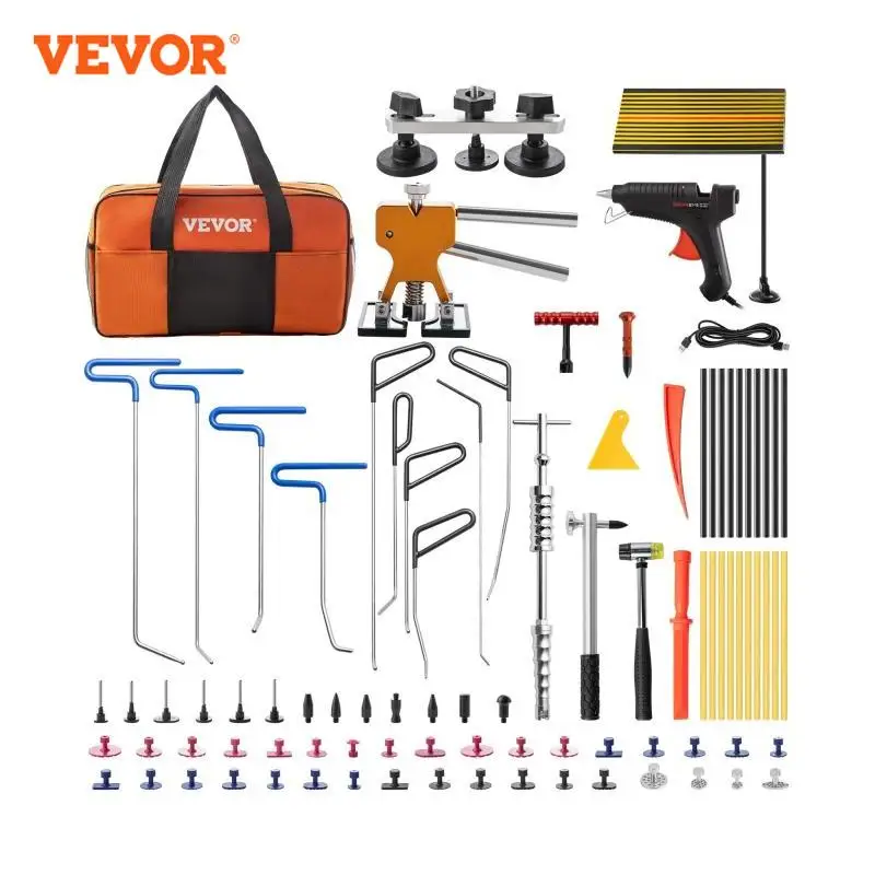 VEVOR Paintless Dent Removal Rods Stainless Steel Rods Car Dent Repair Kit Glue Puller Kit for Auto Dent Removal Door Dings