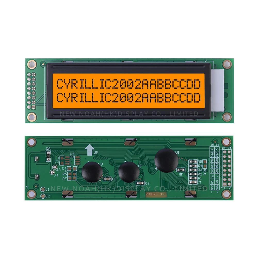 Letras pretas de luz laranja cirílica 2002A Módulo LCD de caracteres 02 * 20 LCD ST7066U Fabricante de fonte de tela de exibição de 2,6 polegadas