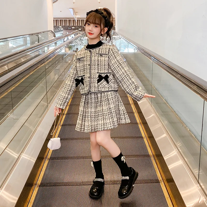 

Buttful Knot Coat Pleated Skirt Two Piece Set Spring and Autumn New Fashionable Sweet Casual Temperament Set