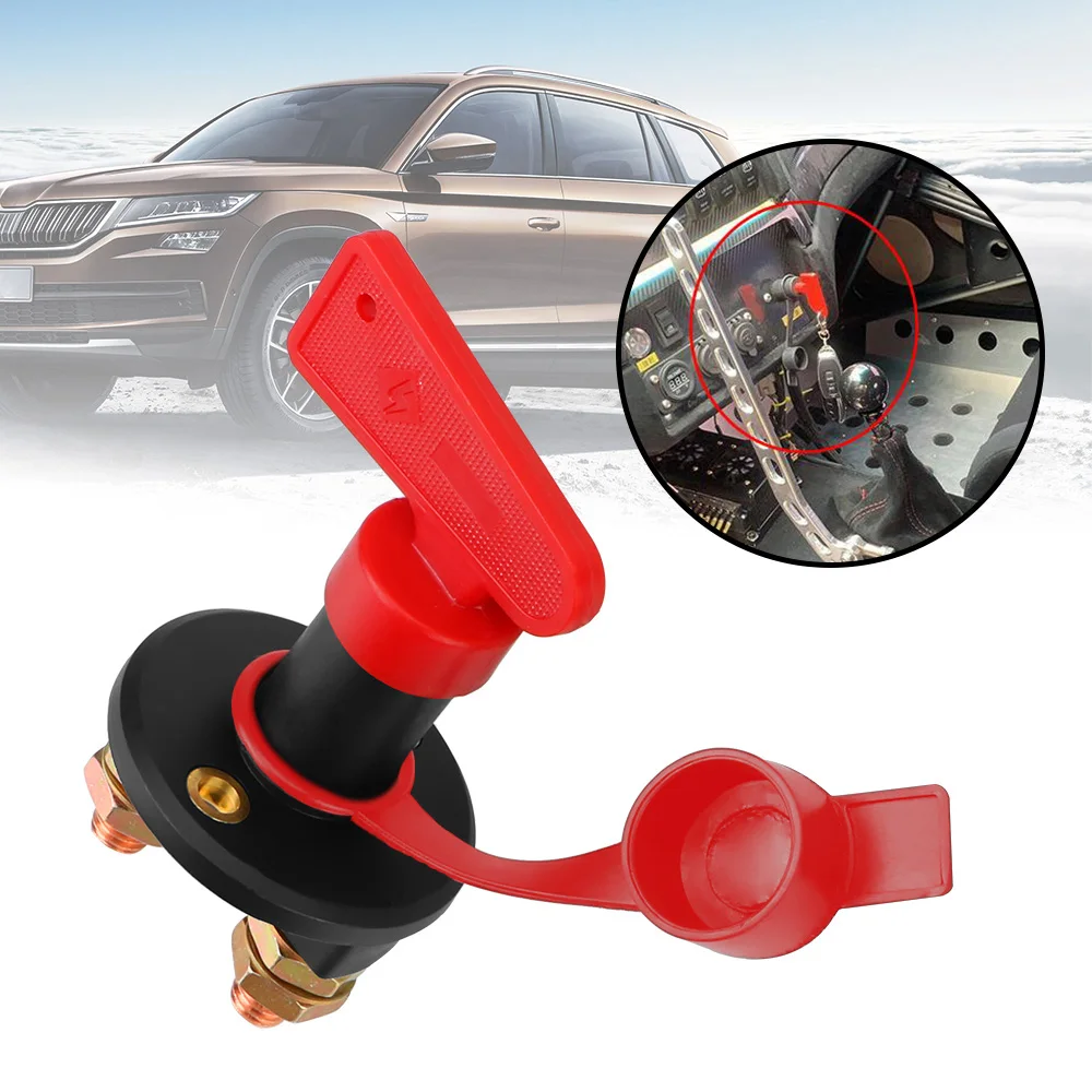 Car Power Switch Red Key Cut Off Battery 12V 24V Vehicle Car Modified Isolator Disconnector Main Cut Off Kill Switch