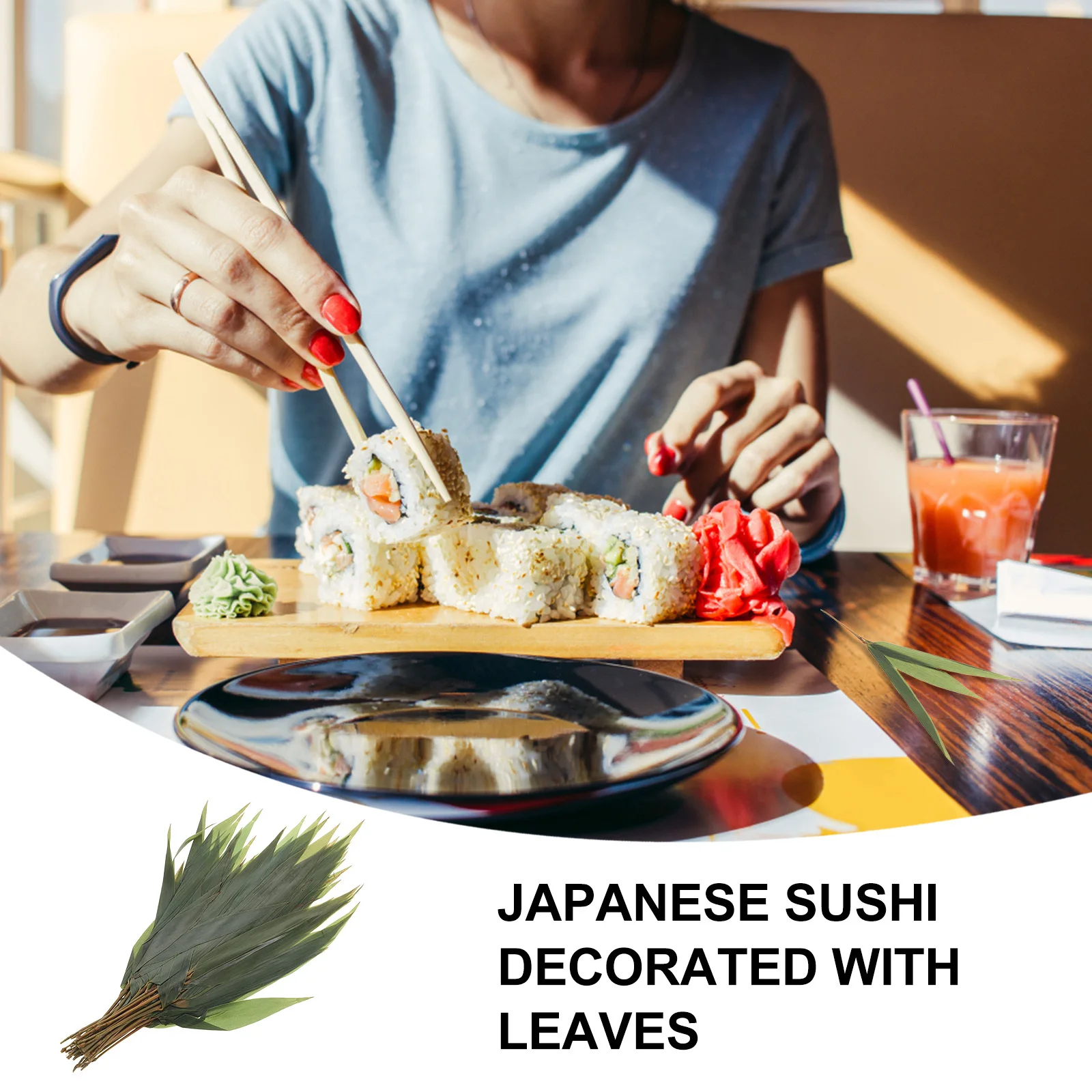 

1 Bag Bamboo Leaf Style Decor Japanese Sushi Fake Leaves For Sashimi Plate Decorations Food Photography Backdrops Faux Leaf