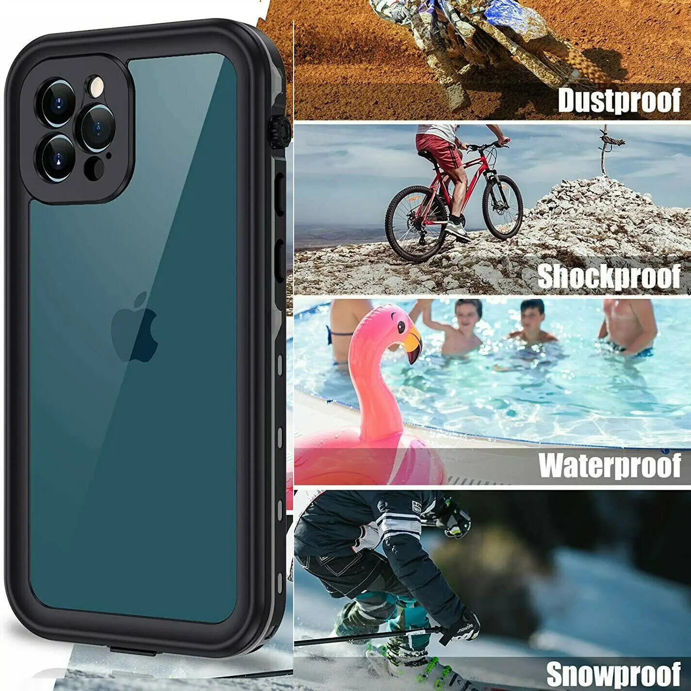 IP68 Waterproof Case for iPhone 16 15 Pro Max 14 Plus 13 12 Mini Full Body Protection DustProof Diving Cover Fundas Coque