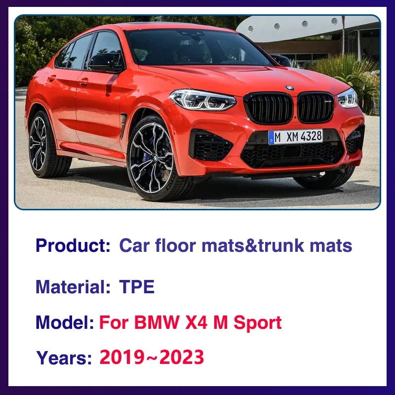 TPE Car Floor Mats For BMW X4 M Sport G02 Accessories 2019~2023 M40i M40d Waterproof Universal Leather Foot Pads Carpet Cushion