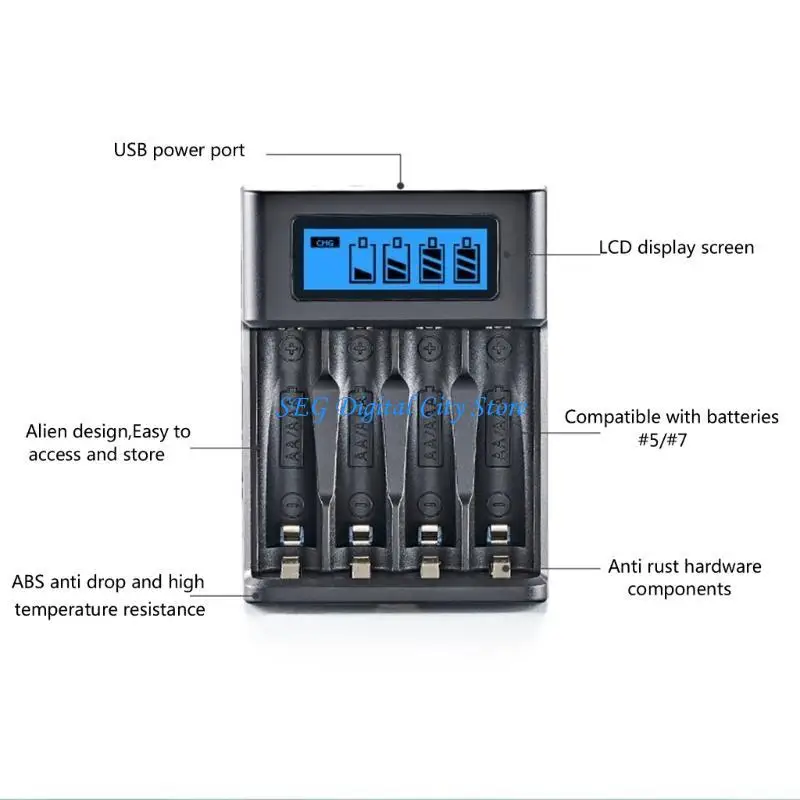 

U75B 4 Slot AA/LR03 NiMH Rechargeable Batteries LR03 LCD Display Intelligent