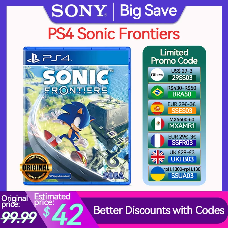 Sony PlayStation 4 PS4 Sonic Frontiers Game Deals for Platform PlayStation4 PS4 PlayStation5 PS5 CD-version Game Console