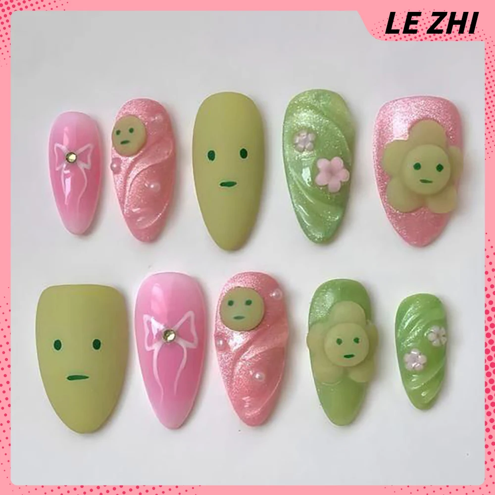 

3D Cartoon Rabbit Bear Cat Press On Gel Nail Art 3D Japan Anime Stereoscopic Engraving Handmade Fake Nails Sticker Birthday Gift