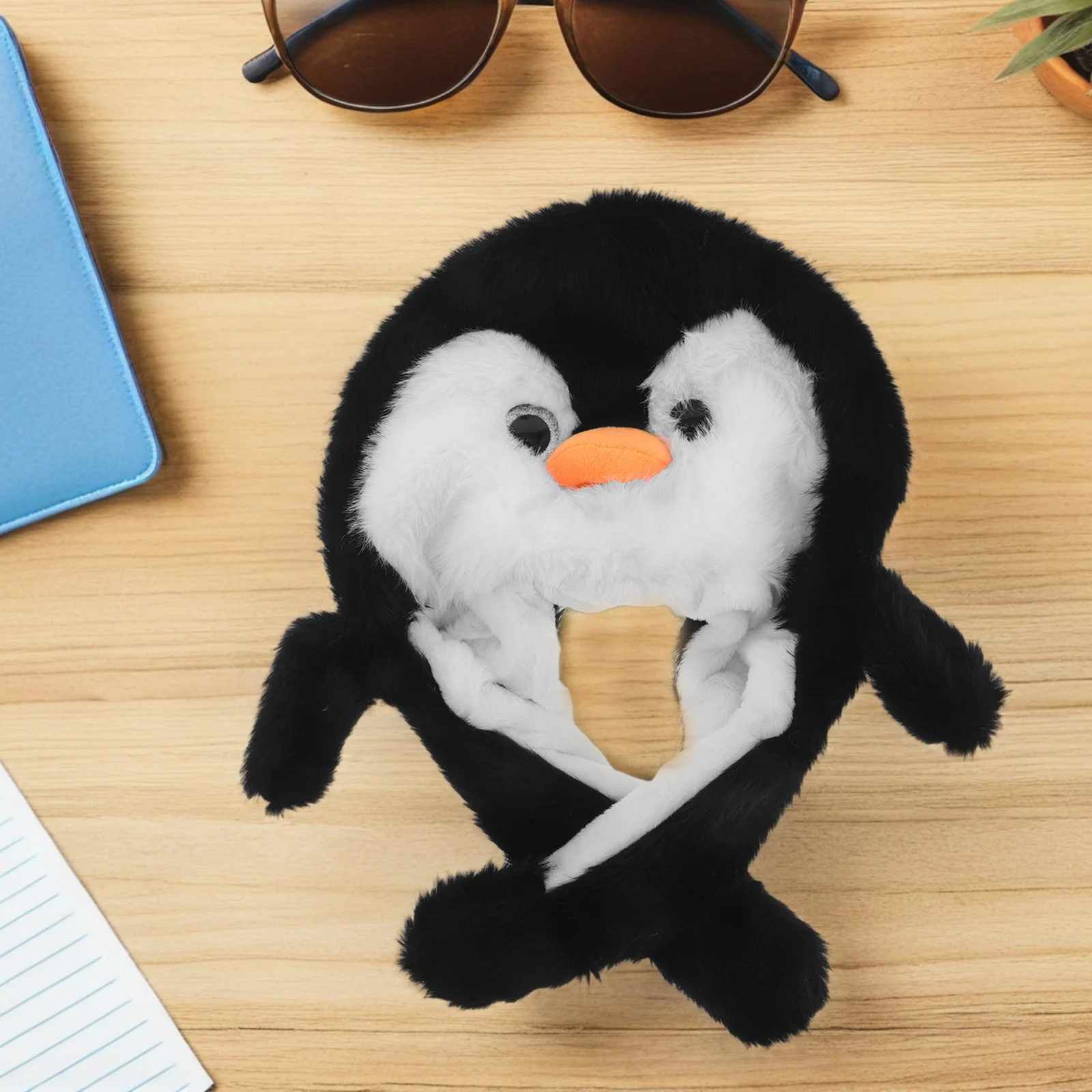 Czapka Pingwin z Ruchomymi Uszami Ciepła Zimowa Czapka Beanie na Zewnątrz Kawaii Czapka z Klapkami na Uszy Czapka Zwierzęca z Ruchomymi Uszami Ocieplacz na Uszy