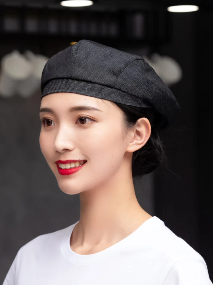 คาวบอย Beret ร้านอาหารโรงแรม Workwear Kitchen Cook อบหมวกผู้หญิงไปข้างหน้าหมวก Chef Uniform Breathable Chef อุปกรณ์เสริม