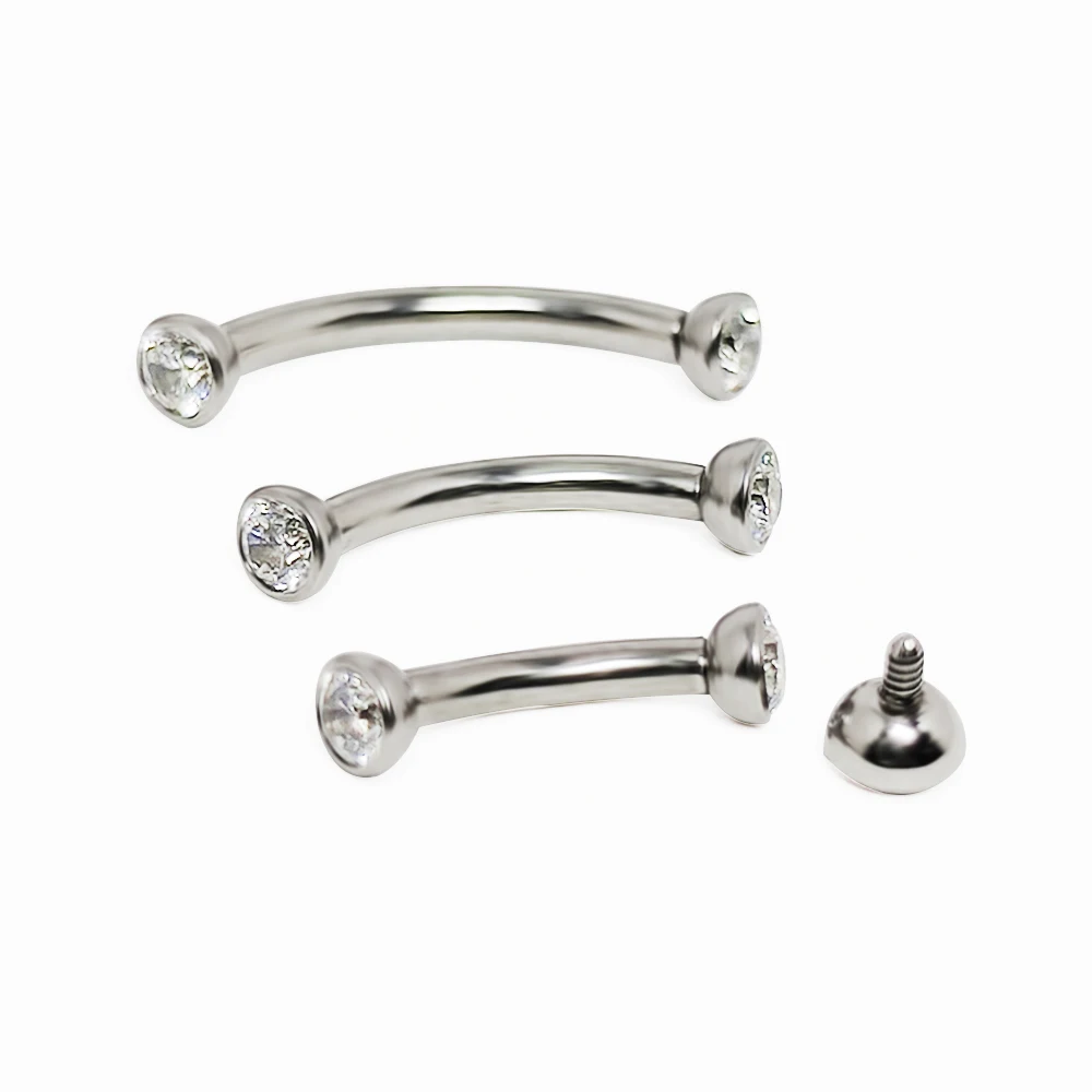 F136 Titanium Piercings Eyebrow zircon Cartilage Earring Piercing Internal thread Eyebrow Curved Barbell Labret Lip Body Jewelry view 2