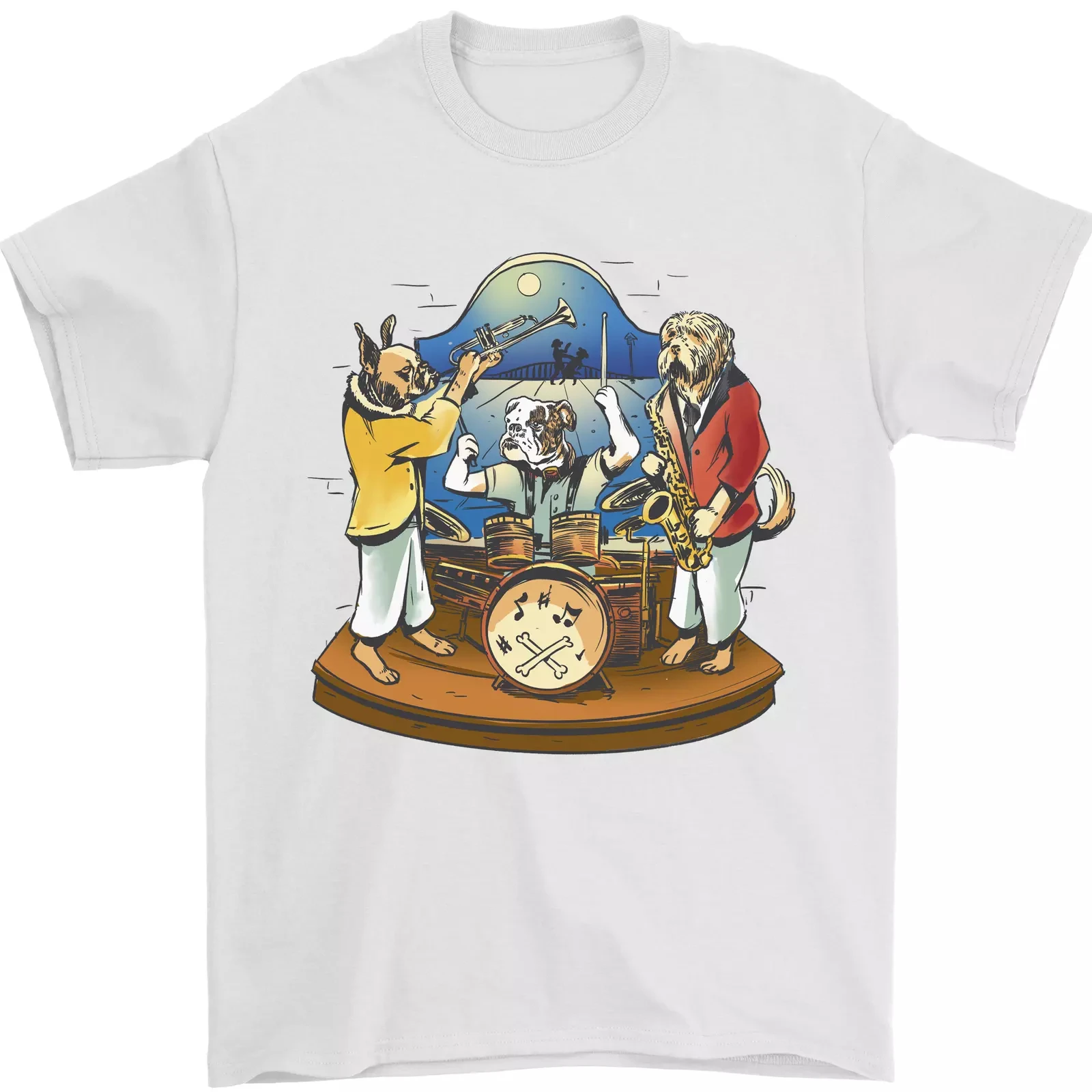 

A Jazz Dog Band T-shirt Men's Summer Casual Versatile Comfortable Loose Short-sleeved Cotton Crew Neck Top Men's Clothing