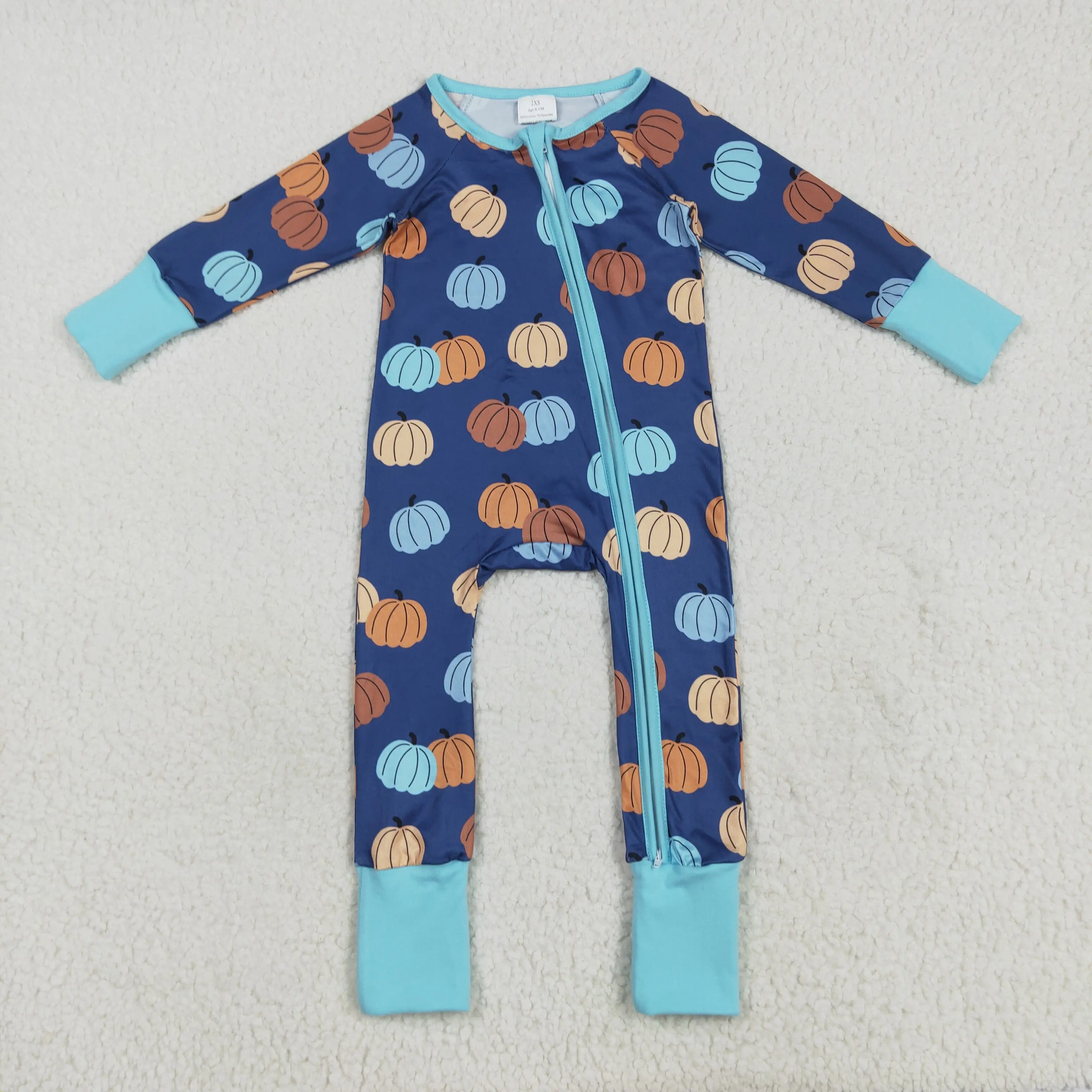 8.19y Christmas baby boys wholesale boutique romper hoho embroidered Santa Claus red zipper long-sleeved jumpsuit