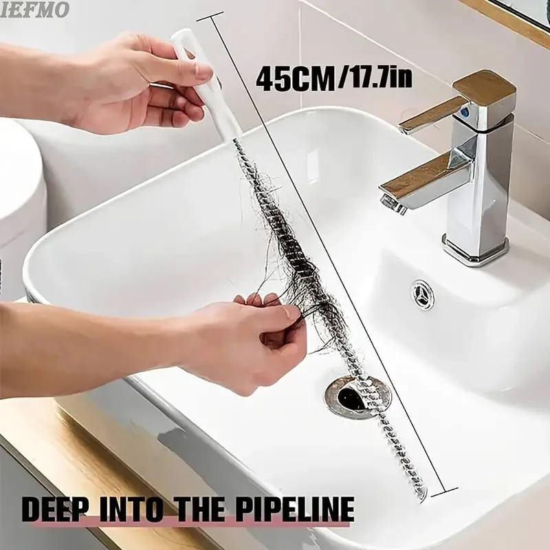 Flexibler Abflussreiniger, 45 cm Rohrhaarentferner, Kunststoff-Reinigungswerkzeug für Waschbecken, Badezimmer, Badewanne, Abflussentstopper, Heimgebrauch