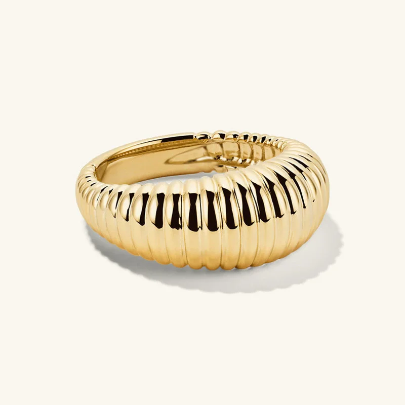 

S925 sterling silver women's ring with gold-plated circular stripes, popular fashion jewelry, party accessories