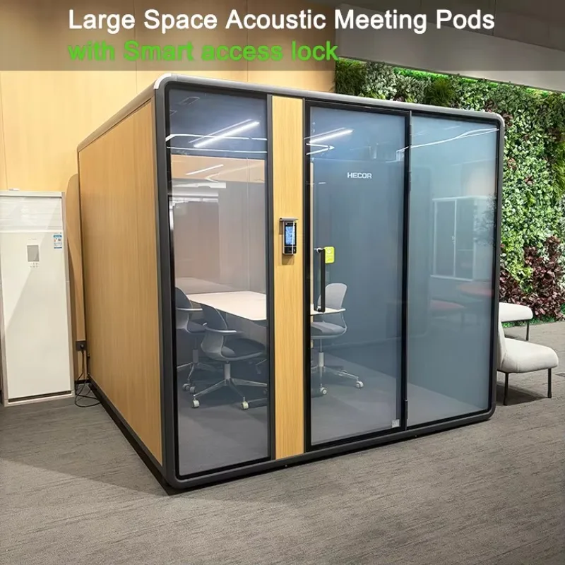 6 Person Silent Acoustic Office Meeting Pod Sound Insulation Privacy Phone Booth Private Conference Cabin With Smart Access Lock