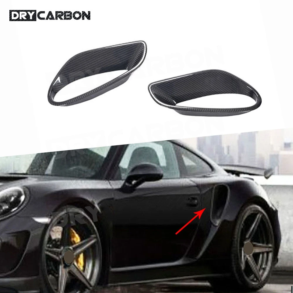 Dry Carbon Fiber Side Fender Air Intake Scoops Vents Car Styling Body Kits Accessories for Porsche 911 Turbo S 2014-2016 FRP