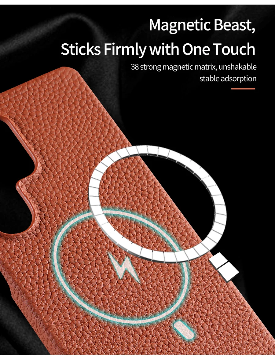 for Magsafe Case for Samsung Galaxy S26 S24 S25 Ultra Plus Natural Cowhide Leather Magnetic Protector Luxury Phone Back Cover