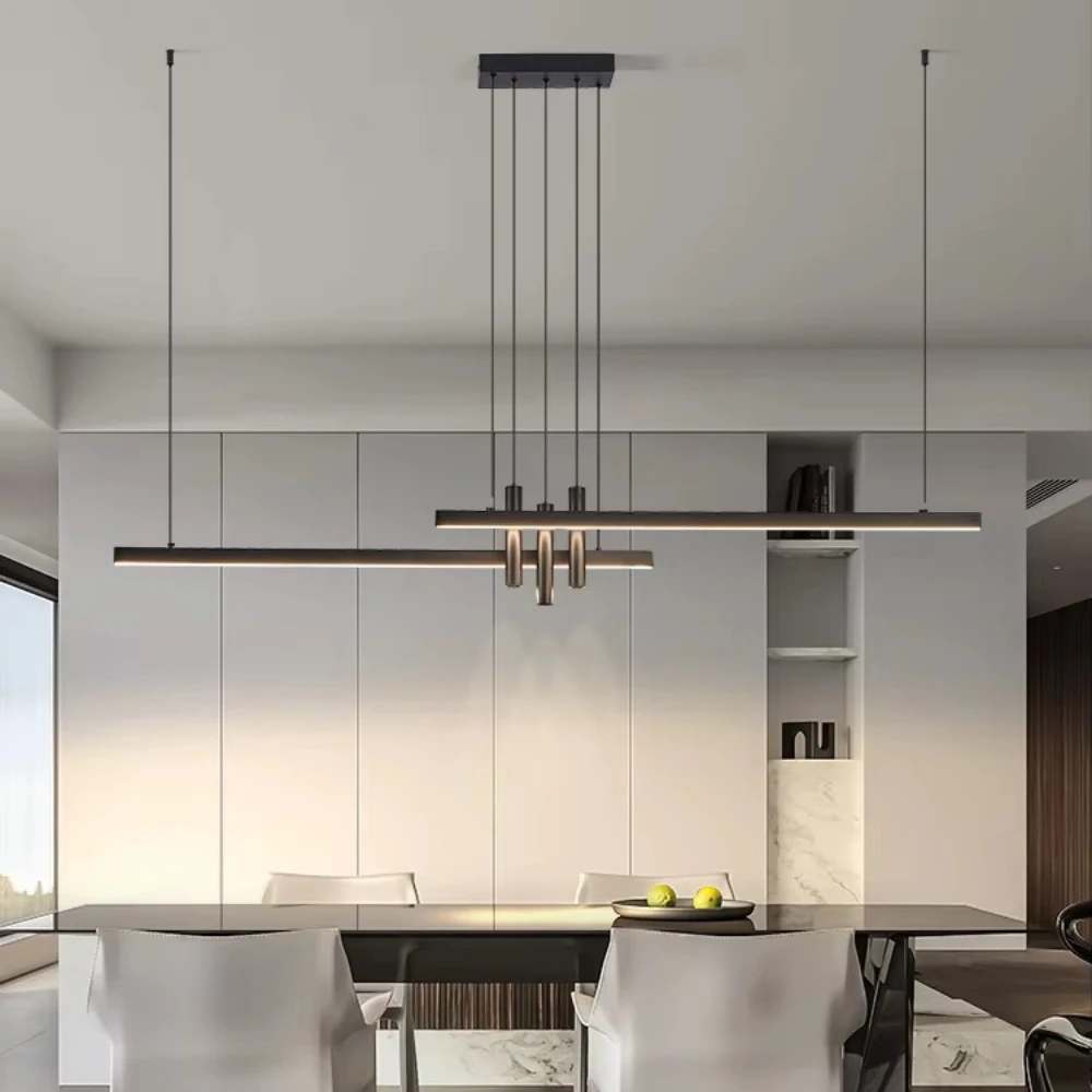Modern Light Creative Bar Counter Strip Designer Lamps LED Pendant Light for Dining Kitchen Table Chandelier Memory Function
