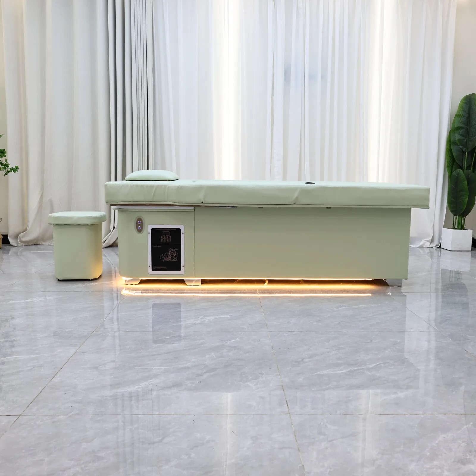 Elektrisches Shampoo-Liegebett in Erdtönen mit Massagefunktion – All-in-One-Salonstation mit Begasung, Fußbad und Haarwaschbecken – Detail 24