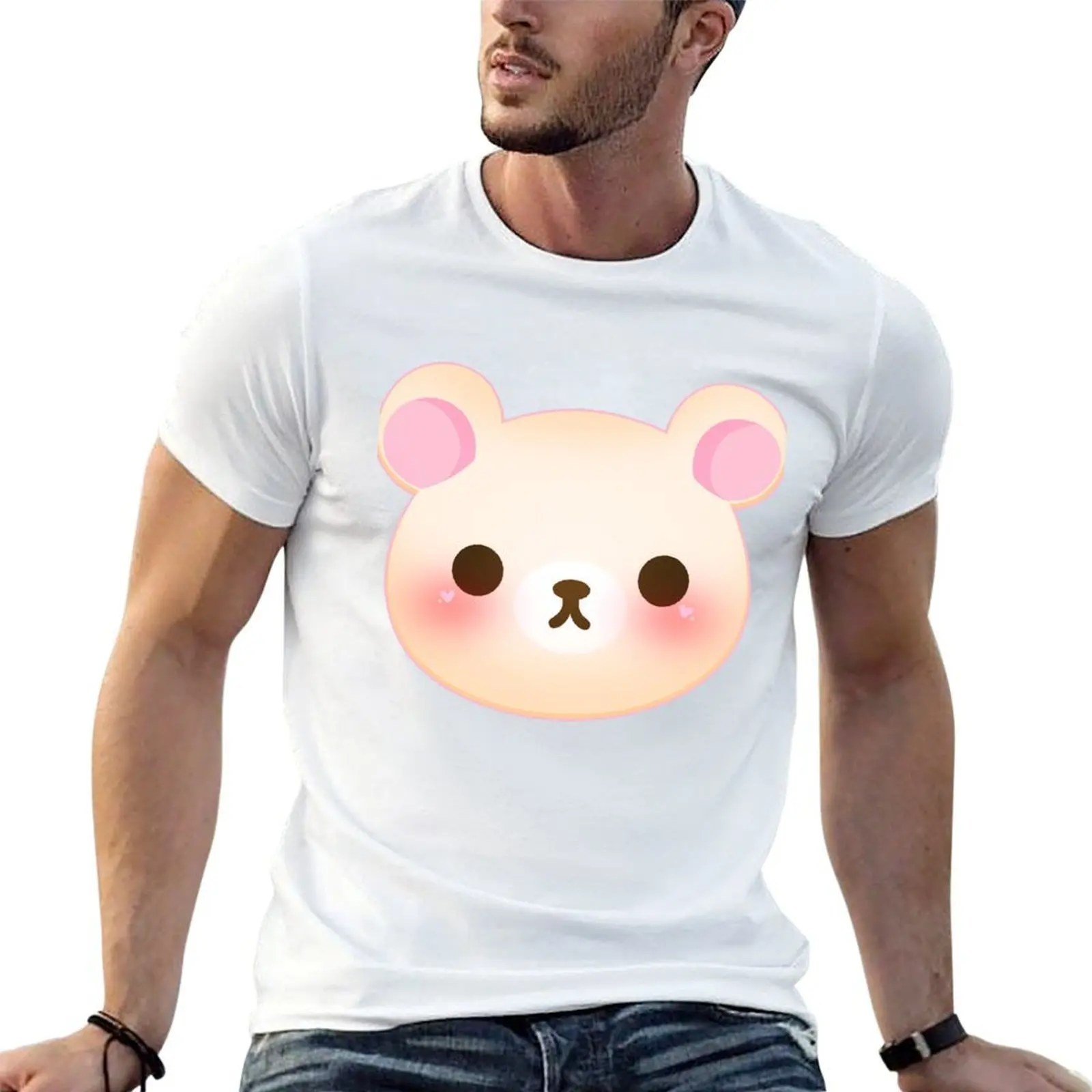 Korilakkuma Blush T-Shirt quick-drying oversized graphic tee mens tall t shirts