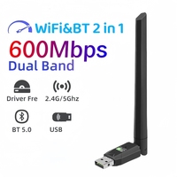 600Mbps USB Bluetooth 5.0 AC Wifi Adapter 2 in 1 For PC BT wifi5 2.4G 5G 5dbi Dongle Usb Wireless WiFi Receiver For Win7/10/11