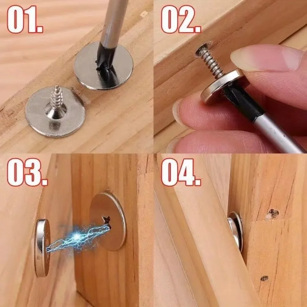 Round Magnetic Lock for Furniture Closer for Furniture Hardware Hardware Tools Cabinet Door Magnet Catches Hidden Closing