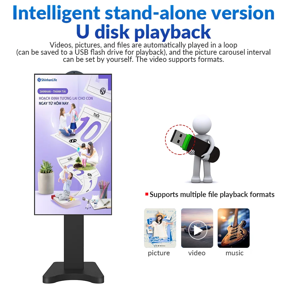 Indoor Ceiling Mount Digital Signage And Displays Advertising Machine High Brightness CMS Display Advertise Device