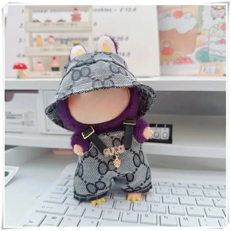 فقط مناسبة لملابس دمى Labubu مع القبعات القلائد اللؤلؤ محبوك مجموعات 17 سنتيمتر ملابس دمى الفينيل إكسسوارات دمي هدايا الدمية #3