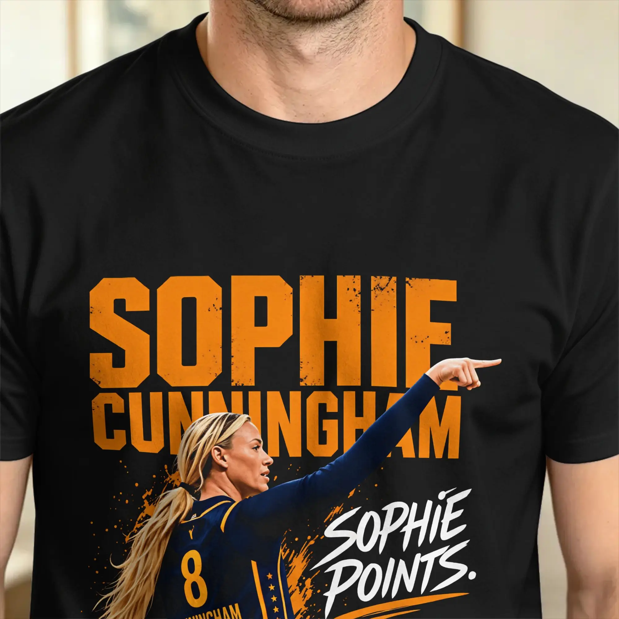 Herren-T-Shirts „Sophie Cunningham Pointing“ aus Baumwolle, Sommer-Vintage-Kurzarm-T-Shirt mit O-Ausschnitt, Harajuku, lockeres T-Shirt – Detail 4