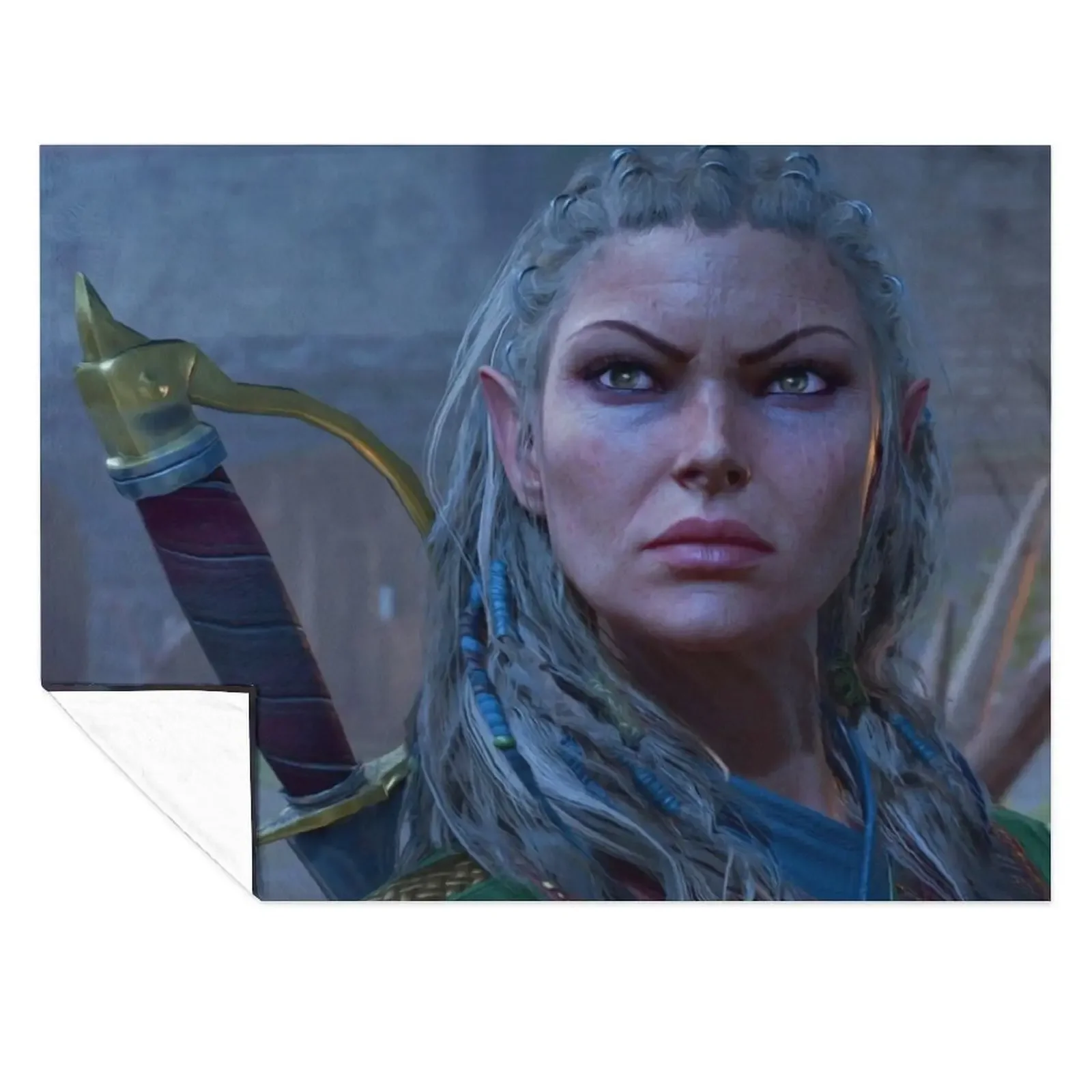 

Jaheira Half Elf Fighter Druid Adventurer ready to fight Throw Blanket Luxury Designer Furry Summer Bed Fashionable Blankets