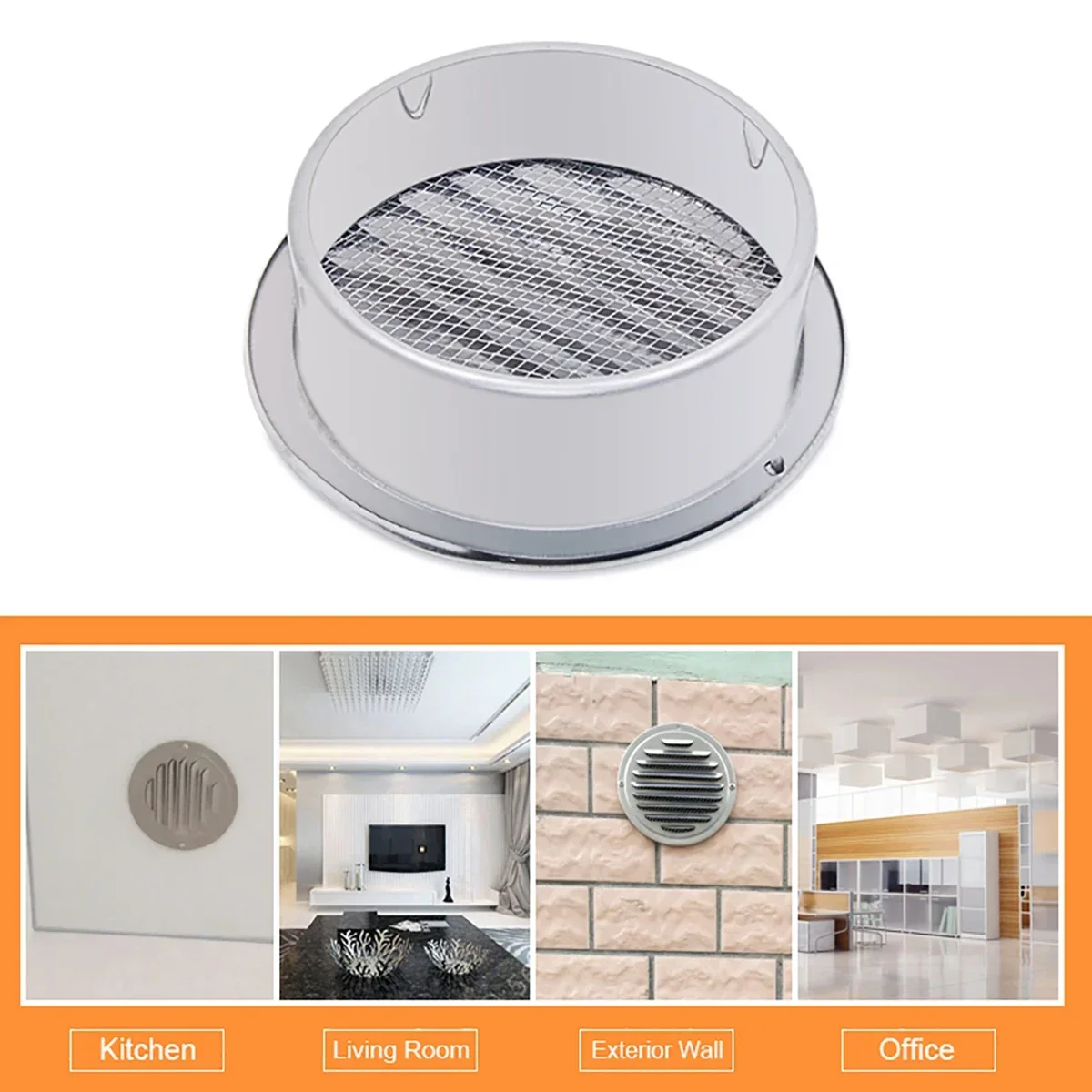 

80mm/100mm Stainless Steel Round Metal Sheet Ventilation Use Grille Cover Air Vent Pipe DIY