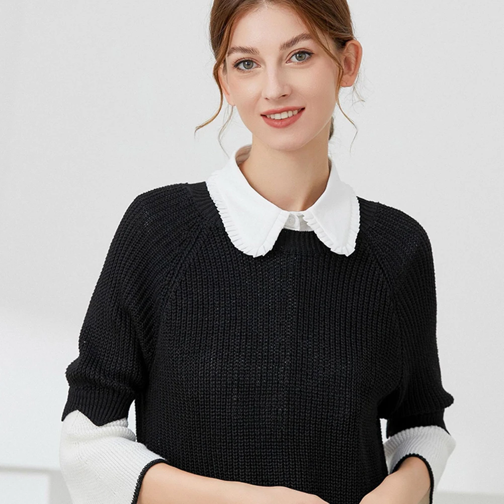 إكسسوارات أزياء نسائية شيفون ذات ياقة كاذبة قابلة للفصل مناسبة لتي شيرتات وسترات وفساتين جميع المناسبات