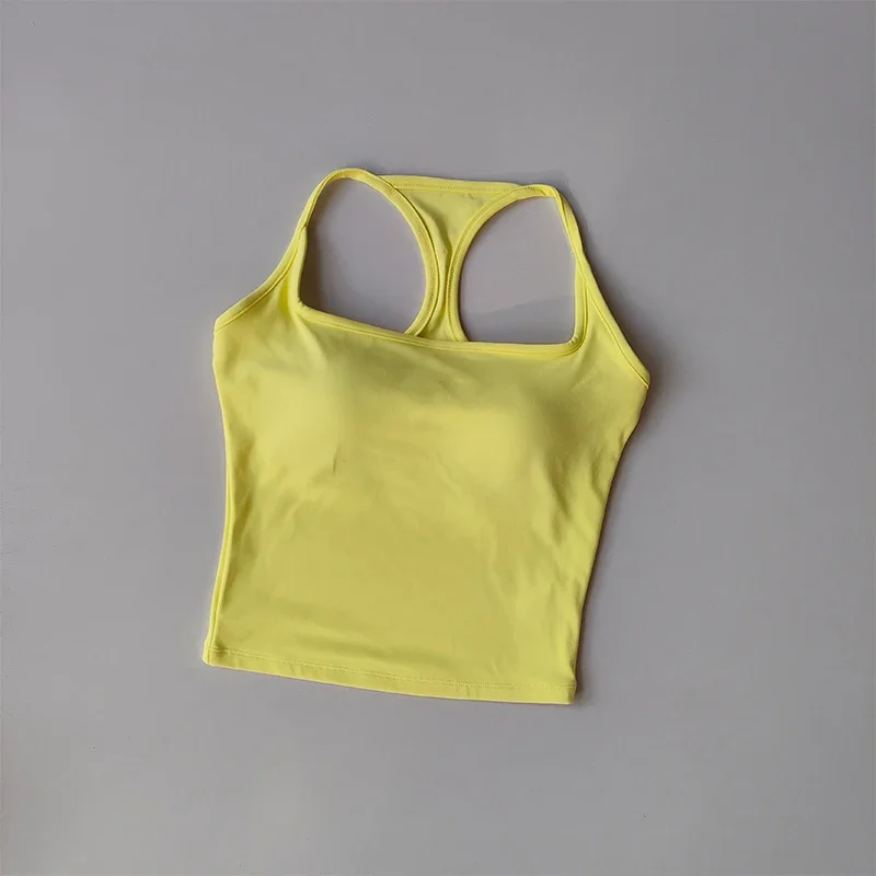 Chaleco deportivo y de Fitness con almohadilla para el pecho, traje de verano a prueba de golpes con sensación desnuda en la espalda, entrenamiento de Pilates, Top de Yoga, ropa de Yoga