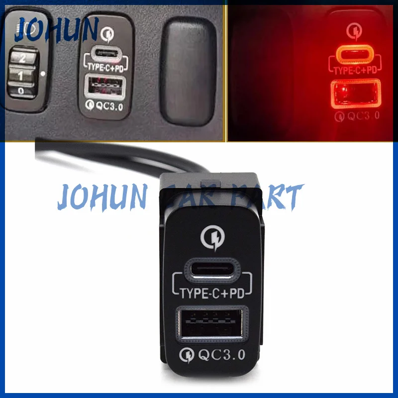 

Автомобильное светодиодное зарядное устройство с двумя USB TYPE-C PD для телефона, быстрая зарядка для Mitsubishi Outlander Lancer EX Pajero dehors ASX V73 V93 V97, новинка
