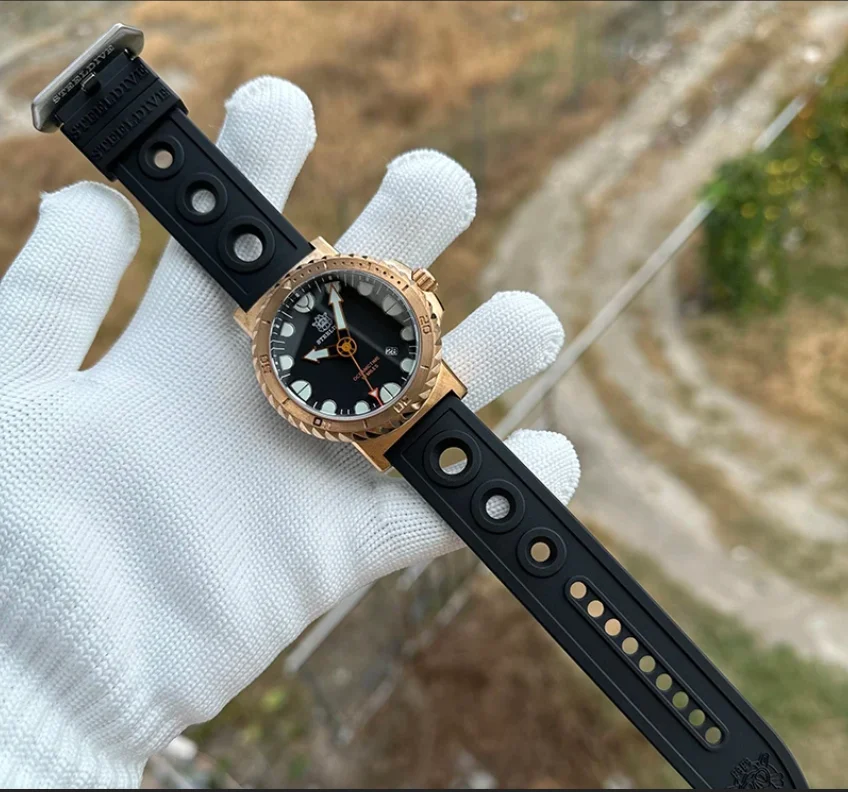 

Мужские автоматические часы STEELDIVE, бронзовые механические наручные часы для дайвера, 10000 м, водонепроницаемые, BGW-9, светящийся сапфир, NH35, бронзовый ободок