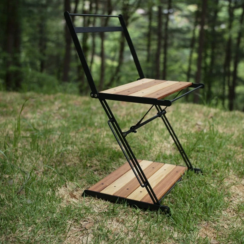 Outdoor Black Gold Rack Camping Storage Picnic Barbecue Multi-layer Solid Wood Double-layer Storage Portable