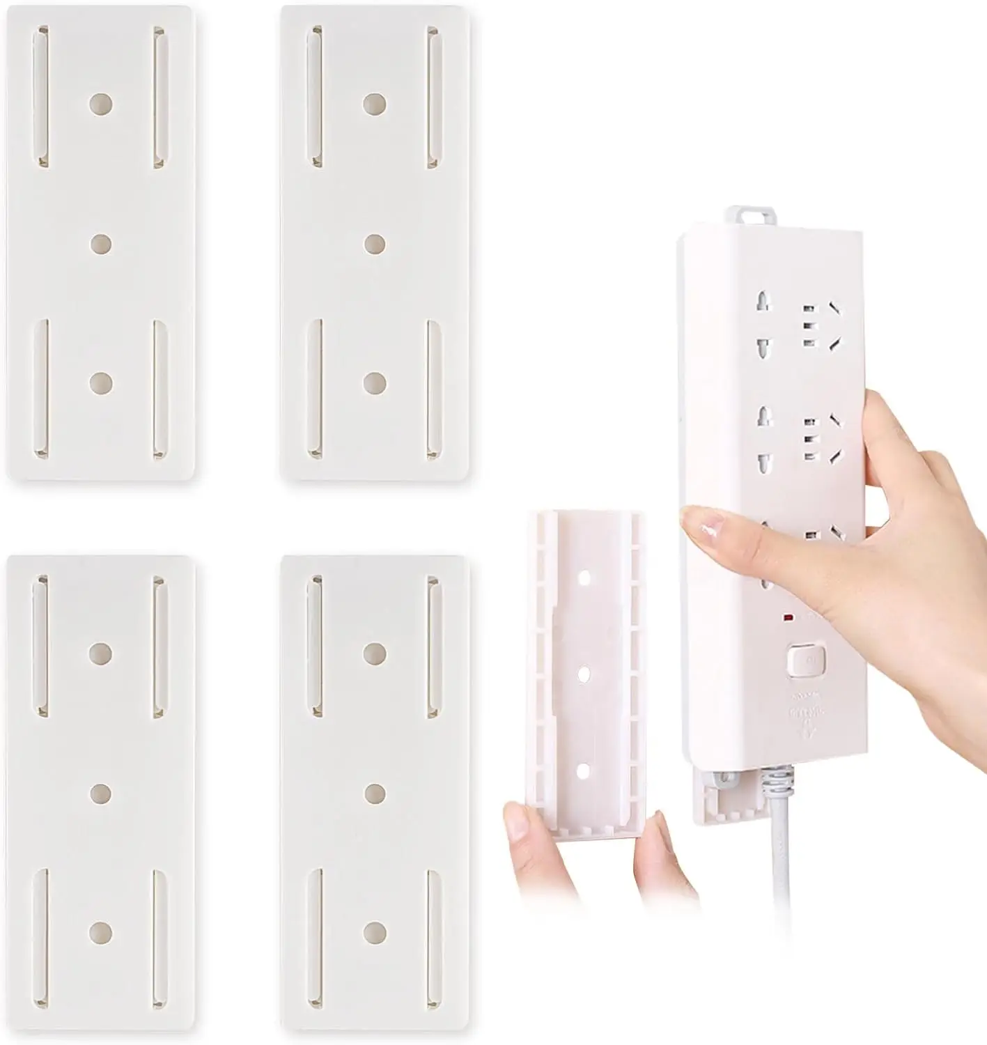 

8PCS Self-Adhesive Wall-Mounted Holder Socket Fixer Punch-Free Wall-Mounted Power Strip Holder Plug-in Cable Organizer Rack