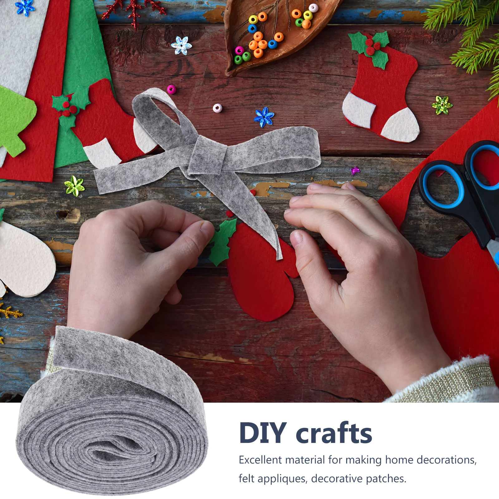 

Wool Felt Ribbon 5M Craft Projects DIY Bows Wreaths Decorative Patches Christmas Tree naments Home Garden Decor