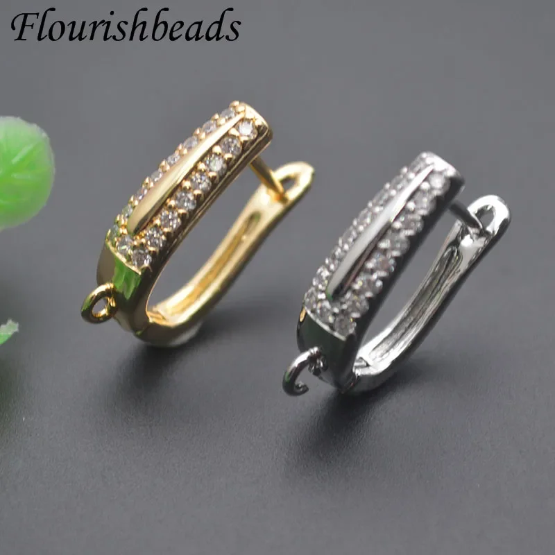 18K Real Gold Plated Paved CZ Beads Earwire Earring Hooks Accessories for  Women DIY Nickel Free Earrings Making 30pcs/lot