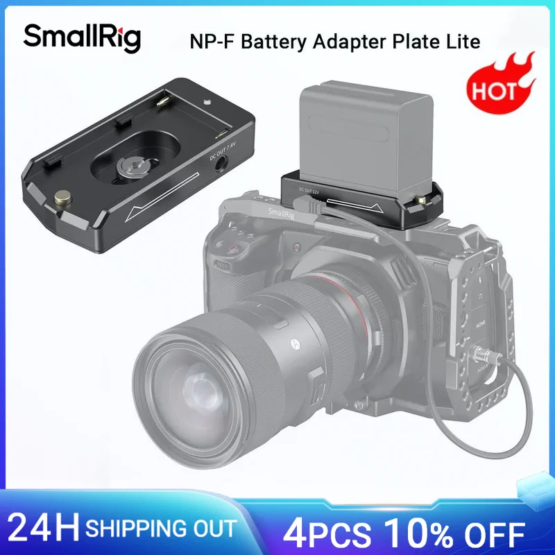 SmallRig NP-F Battery Adapter Plate Lite for Sony NP-F Battery, w/ 12V/7.4V Output Port, LED Low Battery Indicator - 3018