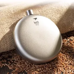 Keith Pure Titanium Flagon 150ml Portable Outdoor Travel Camping Whiskey Wine Alcohol Bottle Tableware Drinkware Hip Flask