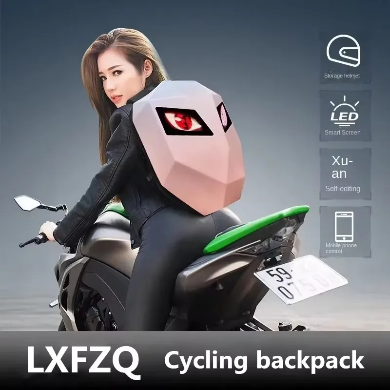 Knight Fietsen LED-rugzak met oog Motorhelm Bluetooth APP Controle Waterdichte harde schaal Laptops coole tassen LED Mochila