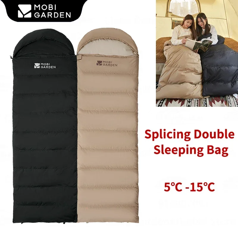 

MOBI GARDEN Down Cotton Sleeping Bag Outdoor Camping Hiking 5℃ -15℃ Light Spliced Sleeping Bag for Men Women Winter Keep Warm