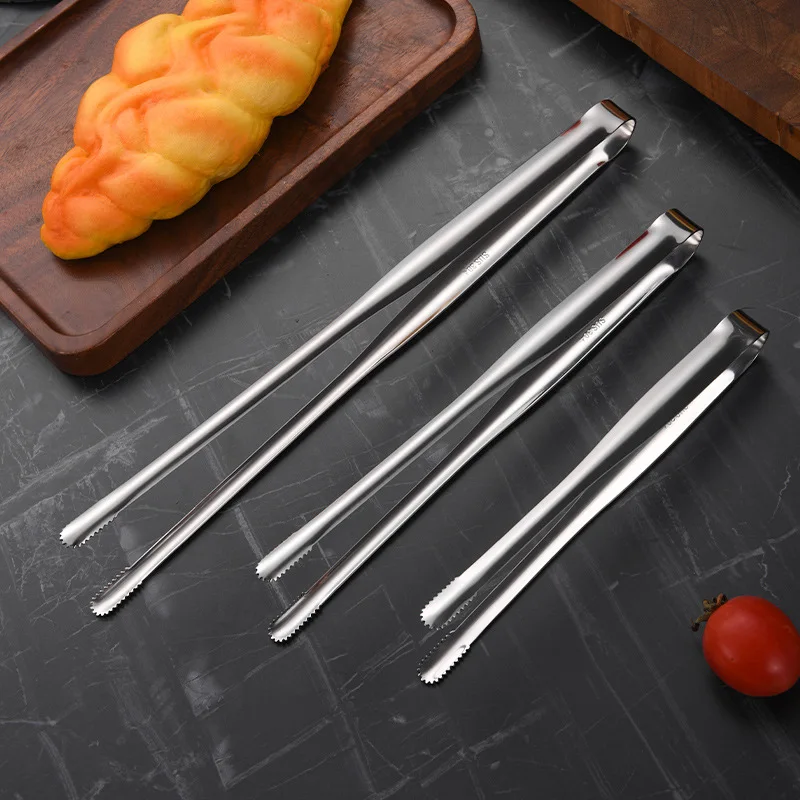 1pc 304 Stainless Steel Food Tongs Long Handle Non-Slip Barbecue Tongs Steak Tongs Kitchen Cooking Tools Kitchen Accessories