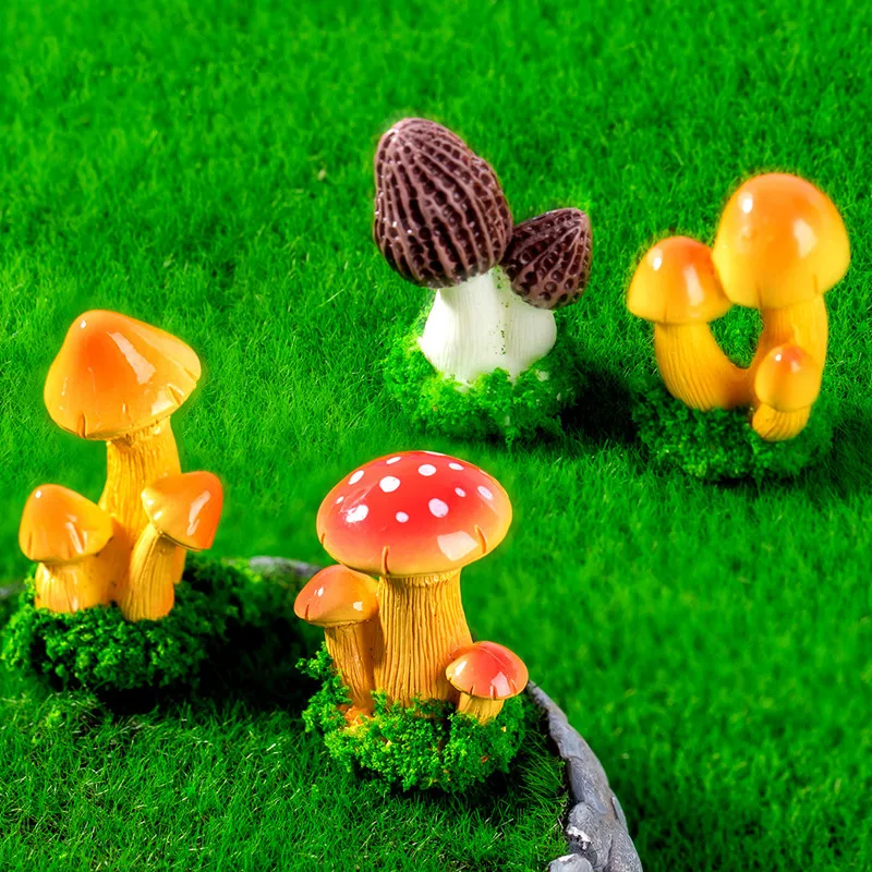 Figurines Miniatures Simulated Colorful Mushroom Micro Landscape Ornaments For Home Decorations DIY Gardening Decor Accessories