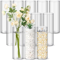 4/6/8 Inch Glass Cylinder Vase Hurricane Candle Holder Clear Tall Clear Vases for Wedding Centerpieces Glass Flower Vase