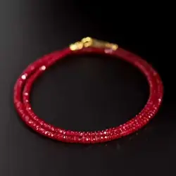 Handmade chalcedony 2x4 MM ruby cut bead necklace 18 inches Chic Wristband All Saints' Day Taseel Beaded Gift Healing Handmade