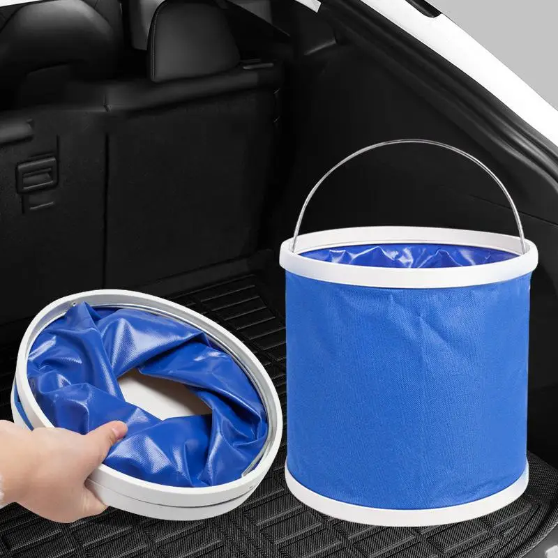 9L 13L Portable Car Wash Folding Bucket Oxford Cloth Collapsible Water Container for Outdoor Camping Household Cleaning