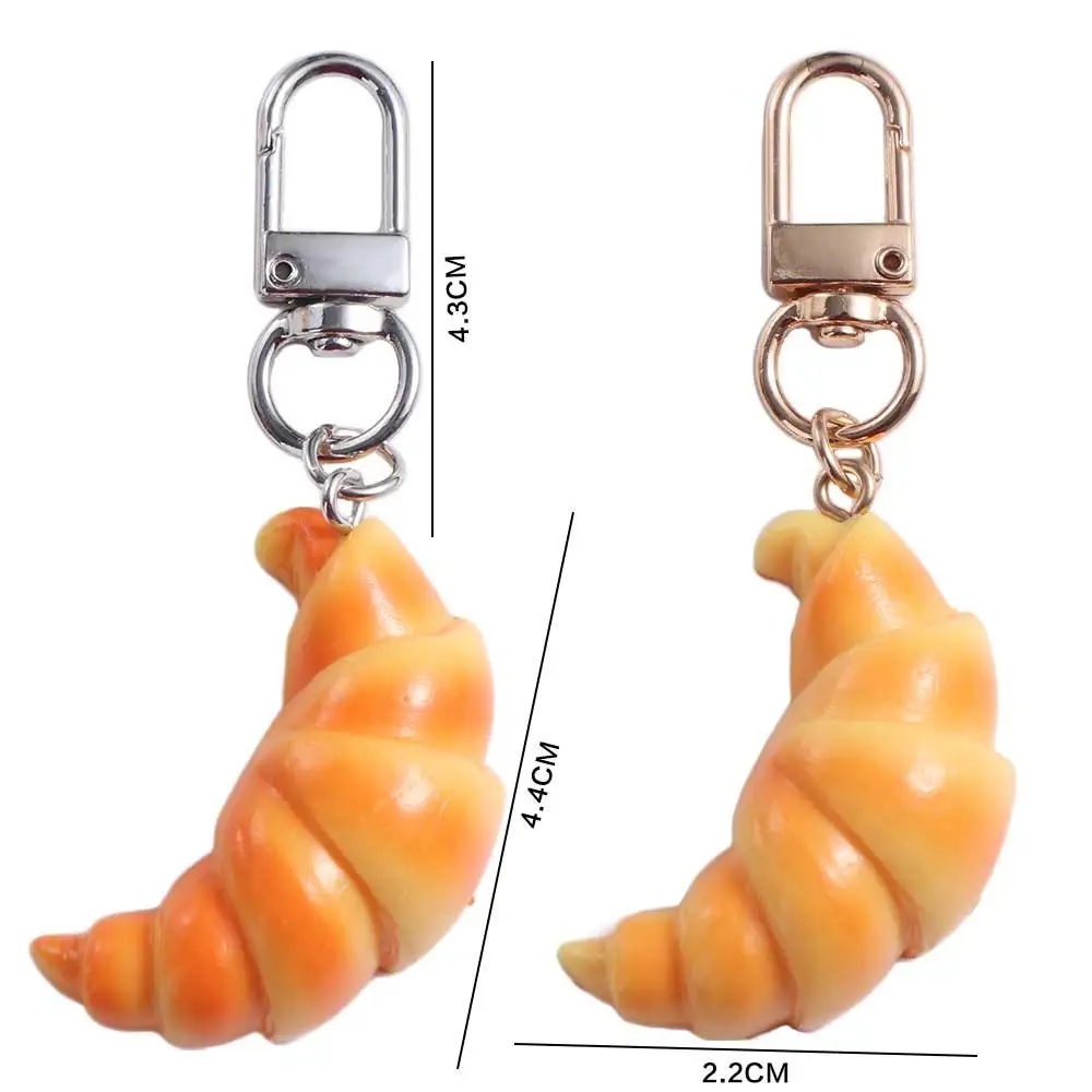 Mini Keyring Croissant Keychain Funny Creative Simulation Food Cute Cartoon Food Model Pendant Girls
