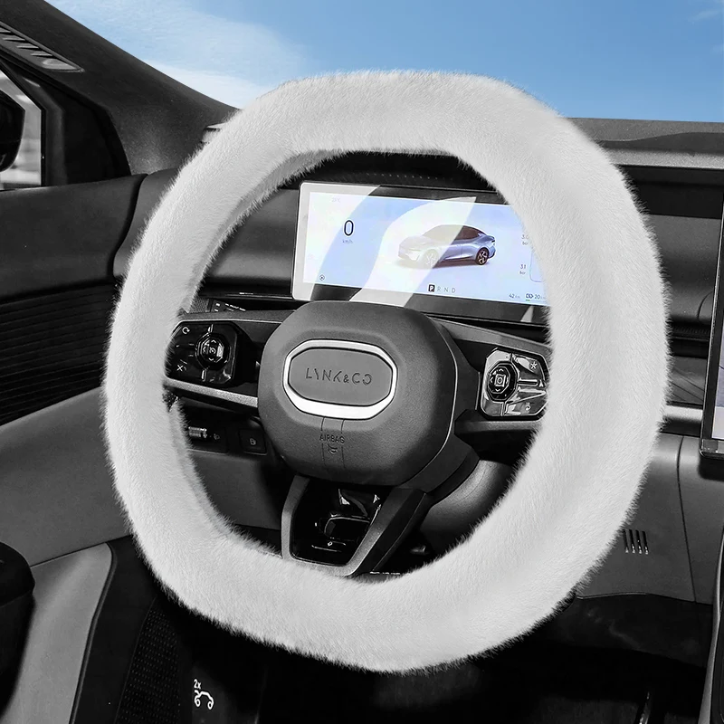 

Suitable for Lynk&Co Fine Plush Steering Wheel Cover, Fashionable Autumn and Winter Warm Non-Slip Protective Cover, Suitable for